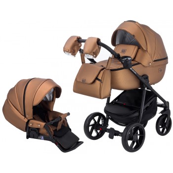 Коляска 2 в 1 Adamex Hybryd Plus шкіра 100% Y230CZ срібло (перламутр)