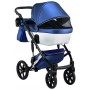 Коляска 2 в 1 Bair Star White (Silver) шкіра 100% 38S темно-синій перламутр) - біла люлька