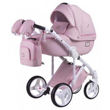 Коляска 2 в 1 Adamex Luciano шкіра 100% Q110 рожевий (пудра)