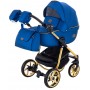 Коляска 2 в 1 Adamex Hybryd Plus Polar (Gold) Шкіра 100% У220А темно-синій перламутр
