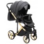 Коляска 2 в 1 Adamex Chantal Polar (Gold) кожа 100% C110 черный
