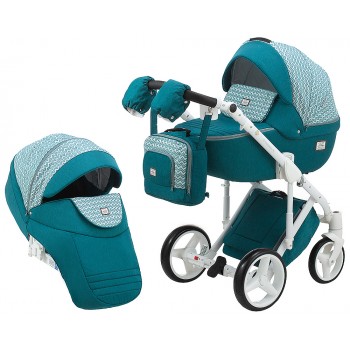 Коляска 2 в 1 Adamex Luciano jeans Q204 зелений (зигзаг)