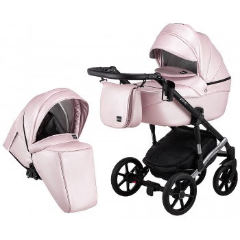 Коляска 2 в 1 Bair Polo (Silver) шкіра 100% 39S рожевий (перламутр)
