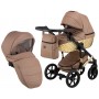Коляска 2 в 1 Bair Star (Gold) кожа 100% 16G капучино - золотая люлька
