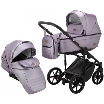 Коляска 2 в 1 Adamex Amelia шкіра 100% SM7 світло-бузковий перламутр