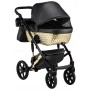 Коляска 2 в 1 Bair Star (Gold) шкіра 100% 28G чорний - золота колиска
