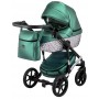 Коляска 2 в 1 Bair Star (Silver) шкіра 100% 41S зелений (перламутр) - графітова люлька