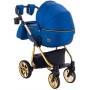 Коляска 2 в 1 Adamex Hybryd Plus Polar (Gold) Шкіра 100% У220А темно-синій перламутр