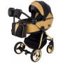 Коляска 2 в 1 Adamex Sierra Polar (Gold) SR436 черный (люрикс) - золотой кожа (перфорация)