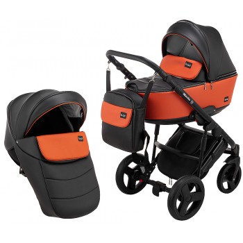 Коляска 2 в 1 Bair Mirello шкіра 100% M-30/19 терракот-чорний