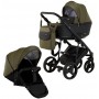 Коляска 2 в 1 Bair Mirello кожа 100% M-35/30 хаки - черный