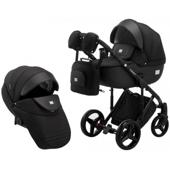 Коляска 2 в 1 Adamex Luciano Q85CZ Чорний - Чорна шкіра (видавлена точка)