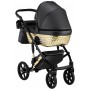 Коляска 2 в 1 Bair Star (Gold) шкіра 100% 28G чорний - золота колиска