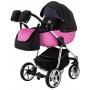 Коляска 2 в 1 Adamex Hybryd Plus Polar (Chrome) BR607 чорний (різнокольоровий люрекс) - яскраво-рожева шкіра (видавлений точка)