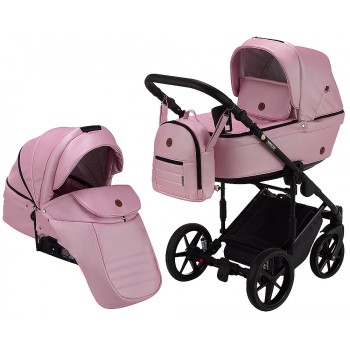 Коляска 2 в 1 Adamex Amelia шкіра 100% SM5 рожевий перламутр