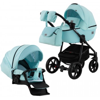 Коляска 2 в 1 Adamex Hybryd Plus BR233 блакитний - блакитна шкіра (видавлений точка)