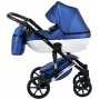 Коляска 2 в 1 Bair Star White (Silver) шкіра 100% 38S темно-синій перламутр) - біла люлька