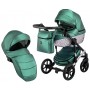 Коляска 2 в 1 Bair Star (Silver) шкіра 100% 41S зелений (перламутр) - графітова люлька