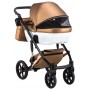 Коляска 2 в 1 Bair Star White (Cooper) шкіра 100% 01C бронза (перламутр) - біла люлька