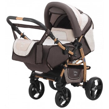 Коляска трансформер Adamex Young Drifting шоколад-бежевий-бежевий візерунок
