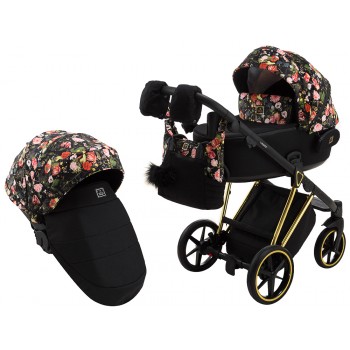Коляска 2 в 1 Adamex Porto Special Edition (Gold) Flowers-1