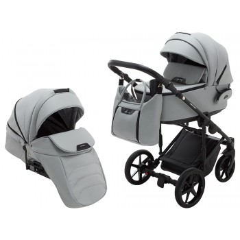 Коляска 2 в 1 Adamex Porto Light ECO кожа 100% SA-3 светло-серый