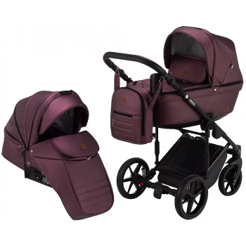 Коляска 2 в 1 Adamex Amelia шкіра 100% SM8 марсала перламутр