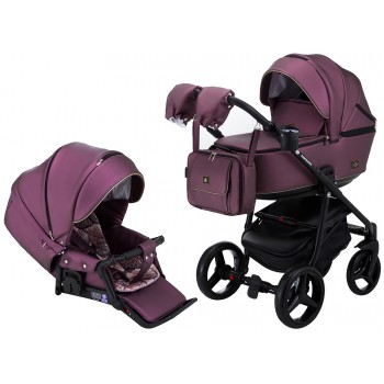Коляска 2 в 1 Adamex Barcelona шкіра 100% Y233 фіолетовий (перламутр)