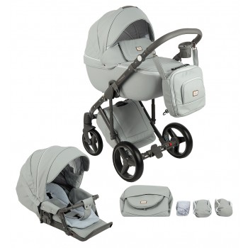 Коляска 2 в 1 Adamex Luciano шкіра 100% Q101 сірий