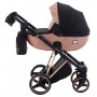 Коляска 2 в 1 Adamex Mimi Polar (Pink Gold) BR604 чорний (люрикс) - мідний (принт) шкіра (видавлений точка)