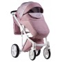 Коляска 2 в 1 Adamex Luciano jeans Q220 рожевий (льон) - світло-рожевий (візерунок)