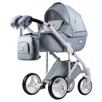 Коляска 2 в 1 Adamex Luciano jeans Q221 блакитний (льон) - світло-блакитний (візерунок)