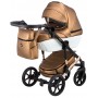 Коляска 2 в 1 Bair Star White (Cooper) шкіра 100% 01C бронза (перламутр) - біла люлька