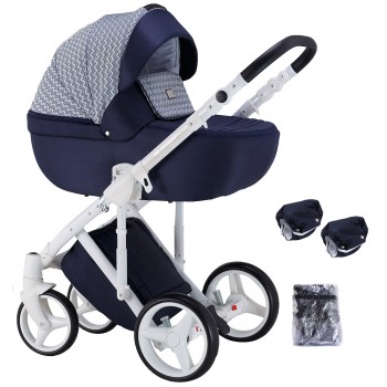 Коляска 2 в 1 Adamex Luciano jeans Q203 синій (зигзаг)