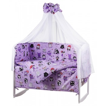 Детская постель Qvatro Gold RG-08 рисунок  сиреневая (черно-белые совы)