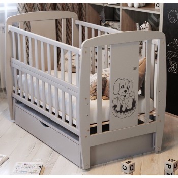 Ліжко Babyroom Собачка маятник, ящик, відкидний пліч DSMYO-3 бук сірий