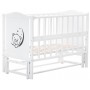 Кровать Babyroom Тедди Т-02 фигурное быльце, маятник продольный, откидной бок,  белый