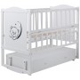 Ліжко Babyroom Тедді Т-03 фігурне бильце, маятник, ящик, відкидний пліч білий