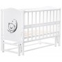 Кровать Babyroom Тедди Т-02 фигурное быльце, маятник продольный, откидной бок,  белый