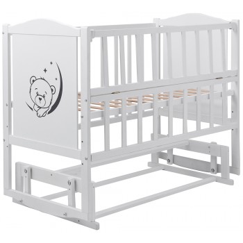 Ліжко Babyroom Тедді Т-02 фігурне бильце, маятник, відкидний пліч білий