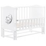 Кровать Babyroom Тедди Т-02 фигурное быльце, маятник продольный, откидной бок,  белый