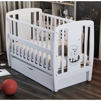 Ліжко Babyroom Собачка маятник, ящик, відкидний пліч DSMYO-3 бук білий