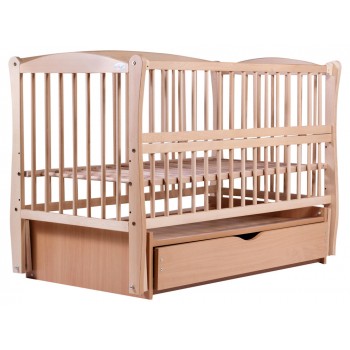 Кровать Babyroom Еліт маятник, ящик, откидной бок DEMYO-5  бук светлый (натуральный)