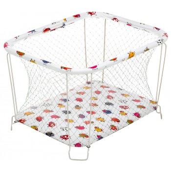 Манеж Qvatro Classic-01 велика сітка білий (різнокольорові корівки)
