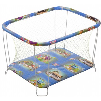 Манеж Qvatro Classic-01 велика сітка синій (мишки, будиночки)