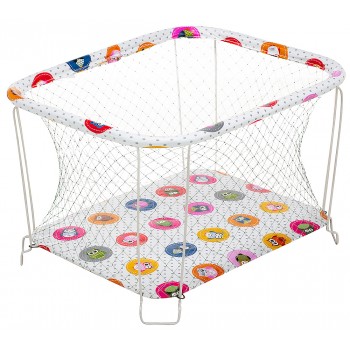 Манеж Qvatro Classic-01 велика сітка білий (різнокольорові сови)