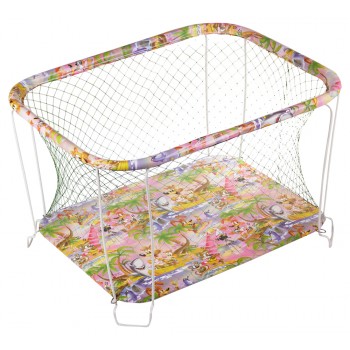 Манеж Qvatro Classic-01 велика сітка рожевий (вовк на островах)