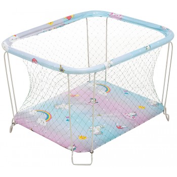 Манеж Qvatro Classic-01 велика сітка блакитний з рожевим (єдинороги)