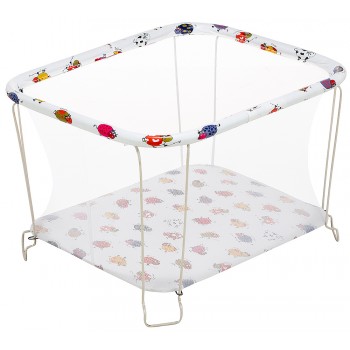 Манеж Qvatro Classic-02 дрібна сітка білий (різнокольорові корівки)