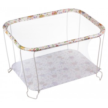 Манеж Qvatro Classic-02 дрібна сітка білий (Сови на гілках)